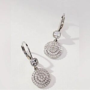 NWT ANTHROPOLOGIE SILVER CRYSTAL DROP EARRINGS
